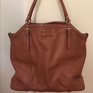 Kate Spade tan leather tote, EUC